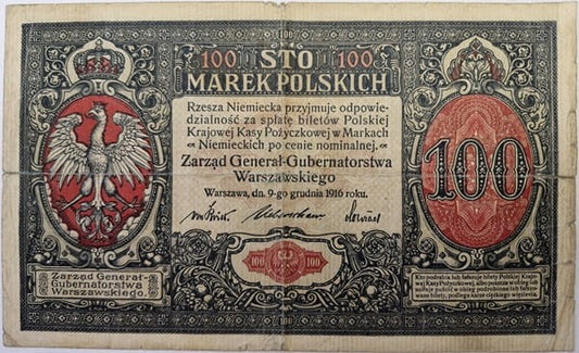 Banknot 100 marek polskich 1916 stan 4