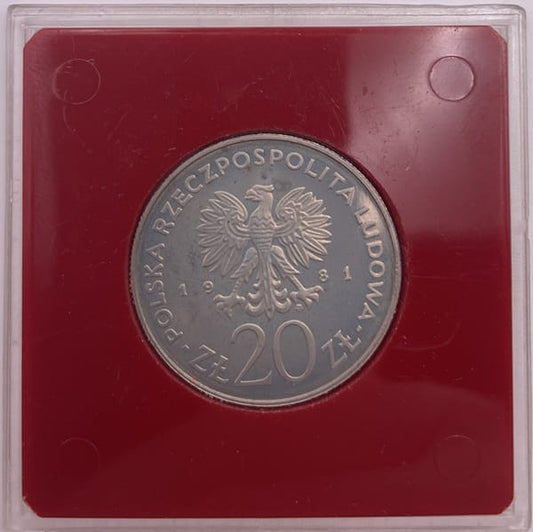 Moneta 20 zł Barbakan Karków 1981 r. próba