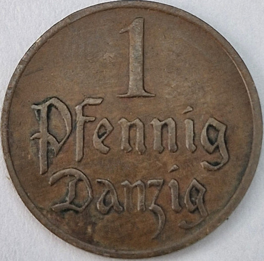 Moneta 1 fenig Wolne Miasto Gdańsk 1926