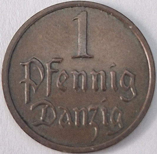 Moneta 1 fenig Wolne Miasto Gdańsk 1937