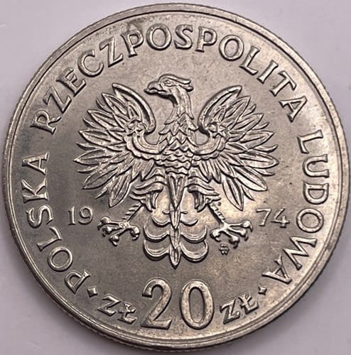 Moneta 20 zł Marceli Nowotko 1974 r.