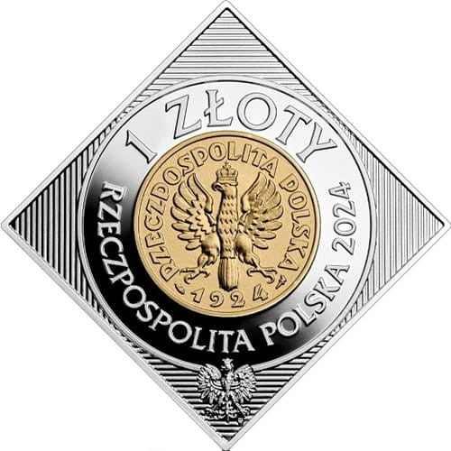 Moneta 1 zł 100 rocznica wprowadzenia złotego do obiegu 2024