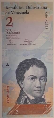 Wenezuela banknot 2 bolivares 2012 UNC