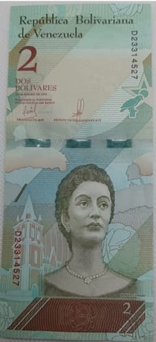 Wenezuela banknot 2 Bolivares 2018 r. UNC