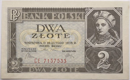 Banknot 2 złote Dobrawa 1936 stan 1