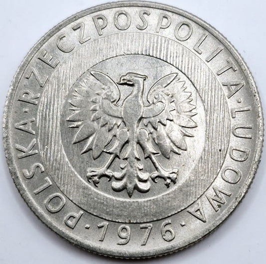 Moneta 20 zł Wieżowiec i kłosy 1976 bz