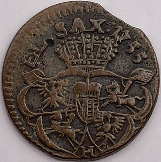 August III Sas grosz koronny 1755r. H