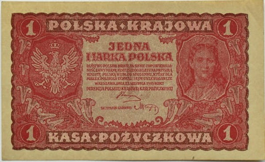 Banknot 1 marka 1919 stan 1