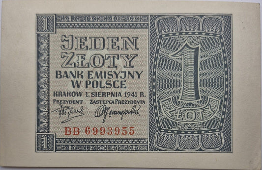 Banknot 1 złoty 1941