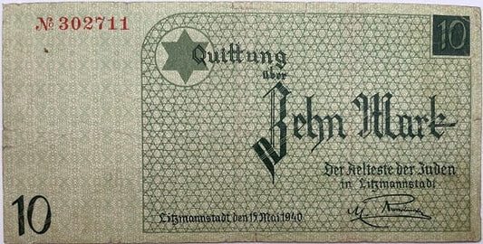 Banknot 10 marek 1940 Getto w Łodzi