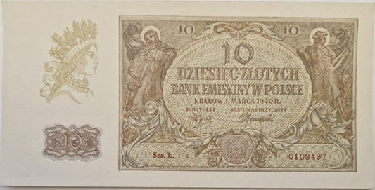 Banknot 10 złotych 1940 stan 2