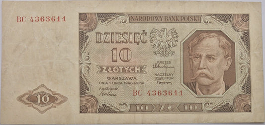 Banknot 10 złotych 1948