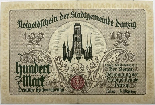 Banknot 100 marek 1922 r. Wolne Miasto Gdańsk