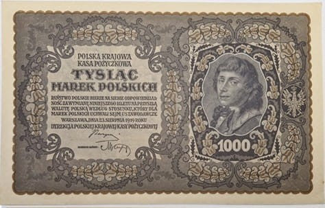 Banknot 1000 marek 1919 r. stan 1