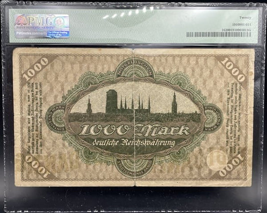 Banknot 1000 marek 1923 r. PMG 20 Wolne Miasto Gdańsk