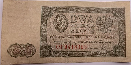 Banknot 2 zł 1948 r. stan 3