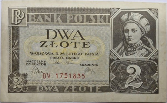 Banknot 2 złote Dobrawa 1936 stan 2