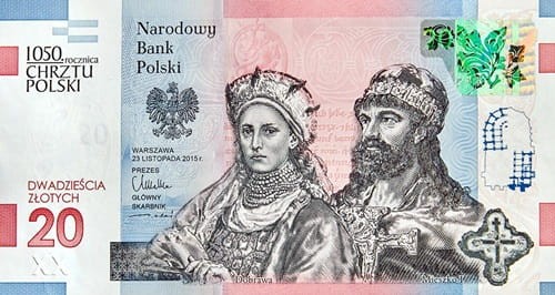 Banknot 20 zł 1050 rocznica Chrztu Polski 2015