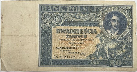 Banknot 20 złotych 1931 r. stan 3 /1