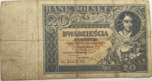 Banknot 20 złotych 1931 r. stan 4
