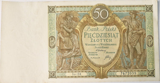 Banknot 50 złotych 1929 r. stan 1