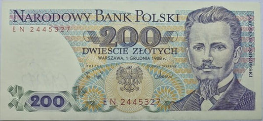 Banknot 200 zł 1988 Jarosław Dąbrowski stan 1