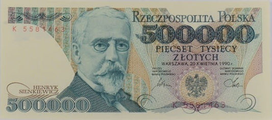 Banknot 500000 zł Henryk Sienkiewicz 1990 stan 1