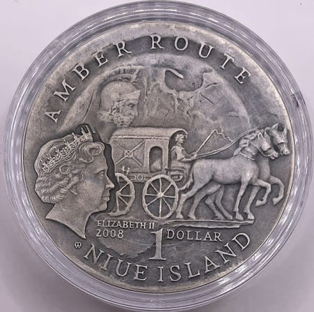 Moneta 1 dolar Szlak bursztynowy Gdańsk 2008 r.