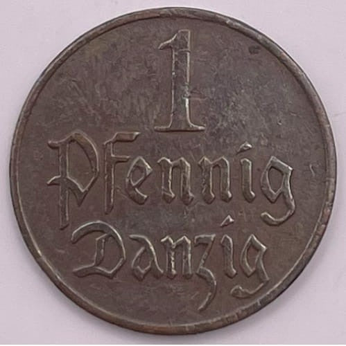 Moneta 1 fenig Wolne Miasto Gdańsk 1923