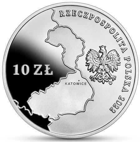 Moneta 10 zł 100 rocz. Powrotu Górnego Śląska do Polski 2022 r.