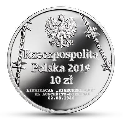 Moneta 10 zł 75. rocz. zagłady Romów i Sinti 2019