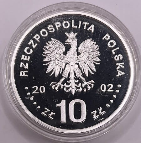 Moneta 10 zł August II Mocny popiersie 2002 r.