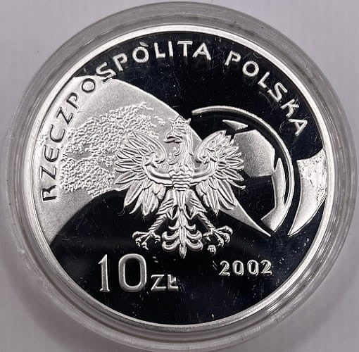 Moneta 10 zł MŚ. w piłce nożnej Korea-Japonia 2002 r.