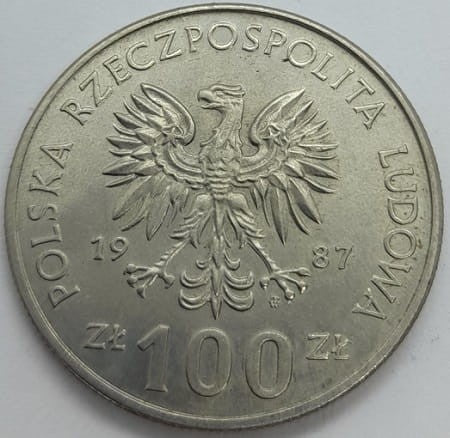 Moneta 100 zł Kazimierz Wielki 1987