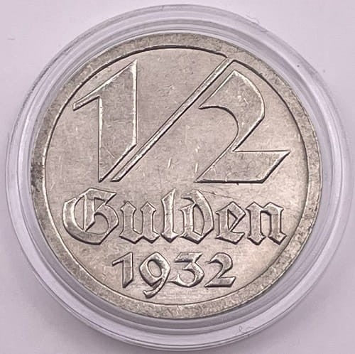 Moneta 1/2 guldena 1932 r. Wolne Miasto Gdańsk