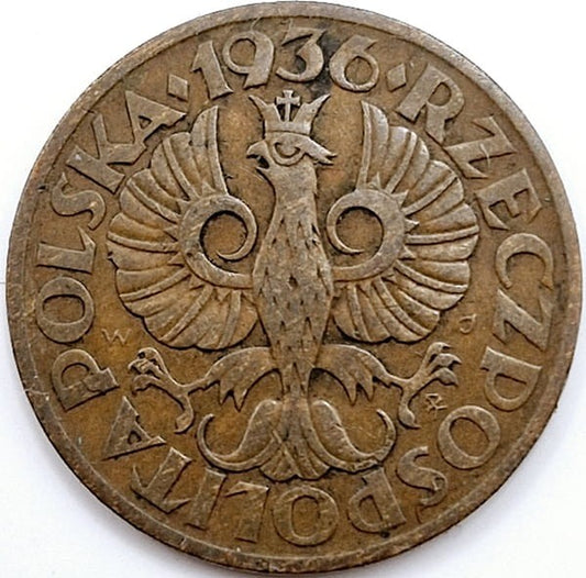 Moneta 2 grosze 1936 stan 2