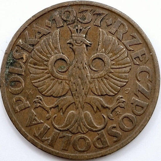 Moneta 2 grosze 1937 stan 2