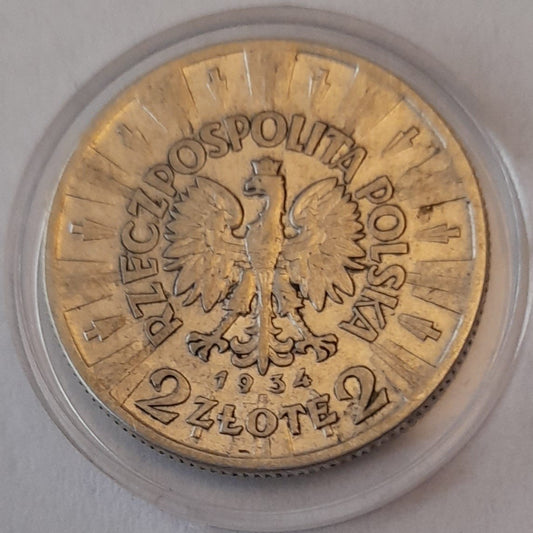 Moneta 2 złote 1934 r. Józef Piłsudski stan 3
