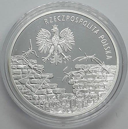 Moneta 20 zł 65 rocznica powstania w Getcie Warszawskim 2008