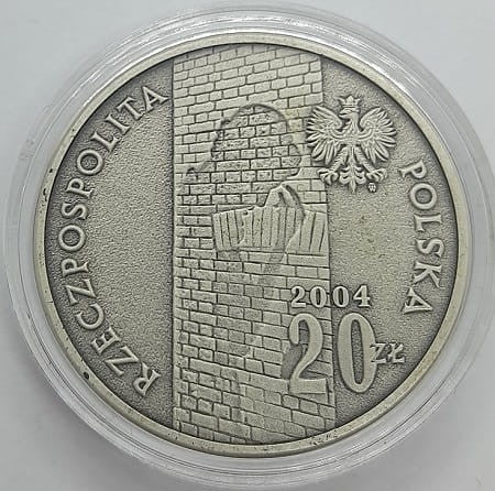 Moneta 20 zł Pamięci ofiar getta w Łodzi 2004 r.