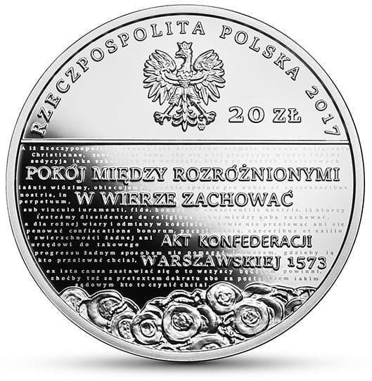Moneta 20 zł Pięć wieków reformacji w kościele 2017 r.
