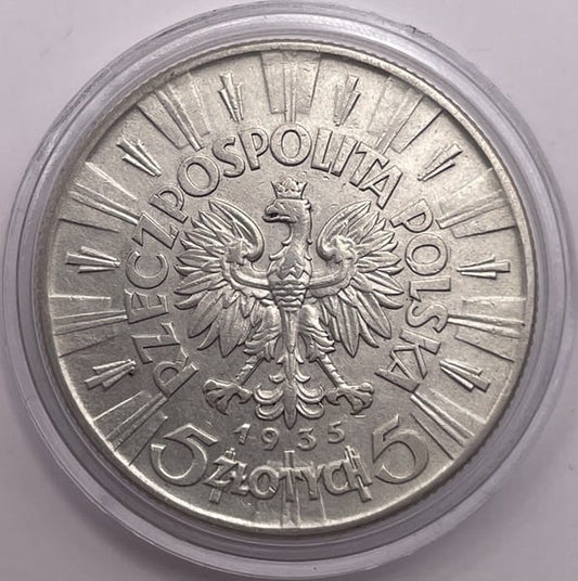 Moneta 5 złotych 1935 r. Józef Piłsudski stan 2