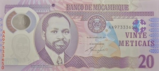 Mozambik banknot 20 meticais 2011