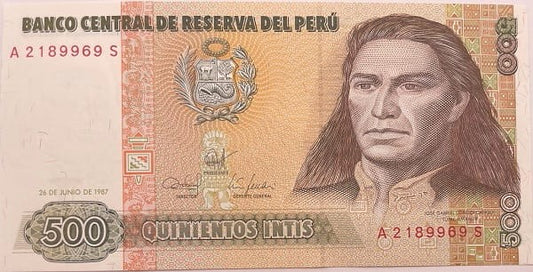 Peru Banknot 500 Intis 1987 r. UNC