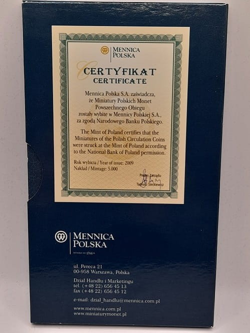 Zestaw miniatury polskich monet 2009