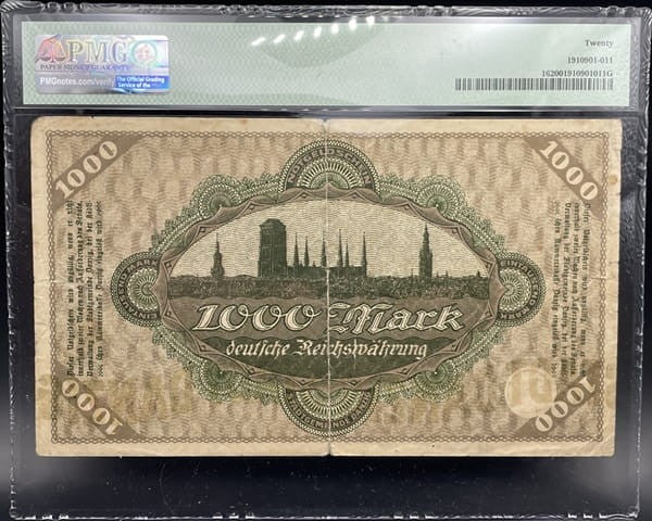 Banknot 1000 marek 1923 r. PMG 20 Wolne Miasto Gdańsk