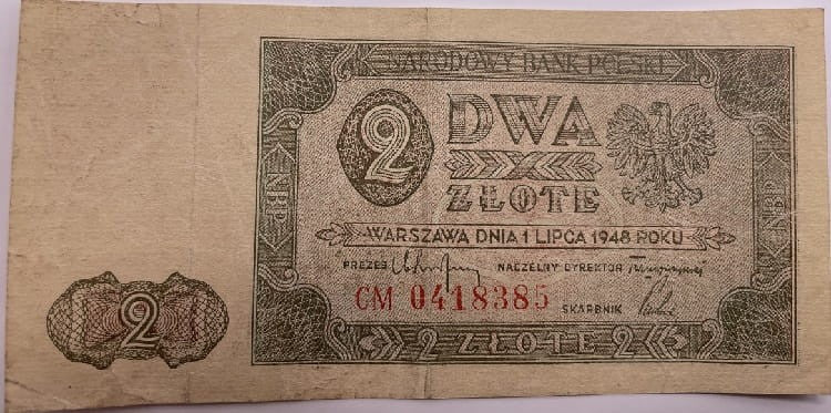 Banknot 2 zł 1948 r. stan 3