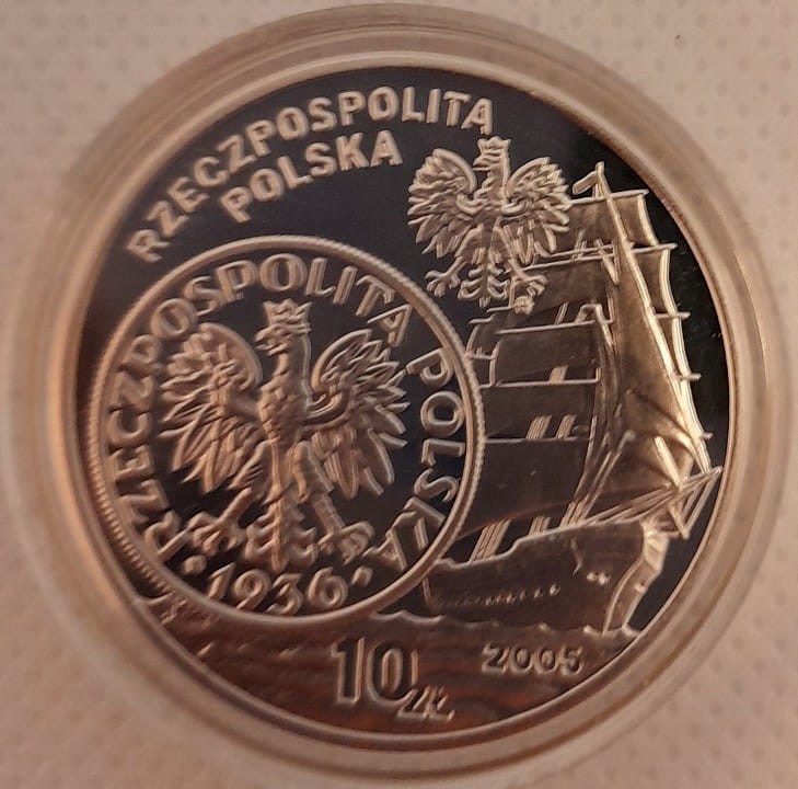 Moneta 10 zł Dzieje złotego Żaglowiec 2005